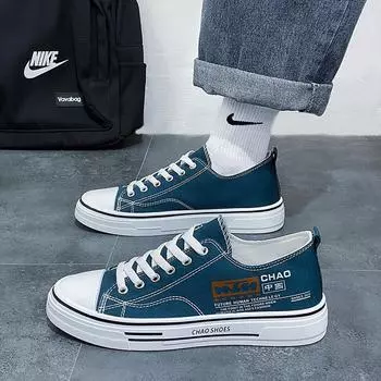 2024 осень новый низкий модный тренд обувь для доски парусиновые туфли повседневная обувь корейская версия студенческой обуви обувь для мальчиков модная обувь 39 чёрный