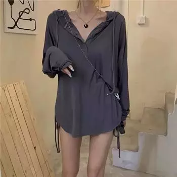 2024 Осень Новый пуловер с капюшоном и длинными рукавами Топ для женщин Свободный плюс размер Женская одежда Lazy and FatmmSlimming Bottoming Shirt Свободный плюс размер Солнце M розовый