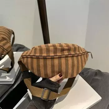 2024 осень новый спорт и отдых личность простая сумка через плечо тренд простая мода ретро полосатая нагрудная сумка белый