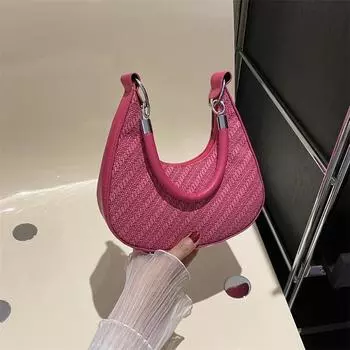 2024 осень новый тренд корейская версия сумка подмышку простая повседневная сумка через плечо ретро сумка мода полумесяц сумка белый