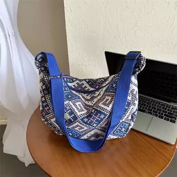 2024 осень новый тренд модная сумка-мессенджер нишевая простая сумка через плечо повседневная популярная этническая сумка-пельмень Without pendant чёрный