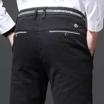 2024 Осень Повседневные Брюки Мужские Новые Кожаные Дружелюбные Длинные Брюки Узкие Брюки Для Рабочего Костюма 28 чёрный