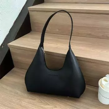 2024 осень ретро простая сумка подмышкой сумка лунный зуб темперамент модная сумка через плечо сумка повседневная женская сумка сумка-багет чёрный