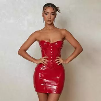 2024 Осень Сексуальное Кожаное Платье-труба На Одно Плечо С Открытой Спиной Medium синий