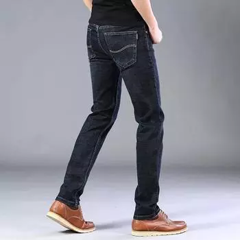 2024 Осень Толстые Деловые Ретро Джинсы Мужские Свободные Прямые Брюки Модные И Универсальные Повседневные Эластичные Мужские Брюки 28