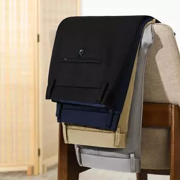 2024 Осень Толстые Легкие Деловые Свободные Маленькие Прямые Хлопковые Эластичные Повседневные Брюки Мужские Брюки 28 чёрный