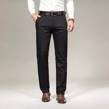 2024 Осень Толстые мужские высококачественные повседневные брюки, свободные прямые мужские брюки, деловые длинные брюки 28 темно-серого