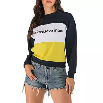 2024 Осень Тонкие толстовки Женские толстовки с длинным рукавом Повседневные свободные пуловеры с буквенным принтом Harajuku многоцветный свитшот женский S