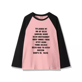 2024 осень женская футболка с буквенным принтом O-образный вырез контрастного цвета с длинным рукавом футболка большого размера y2k футболки топы женские лоскутные футболки M