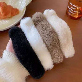 2024 Осень/Зима Большая плюшевая заколка для волос «Утконос» — пушистая заколка для волос на затылке белый