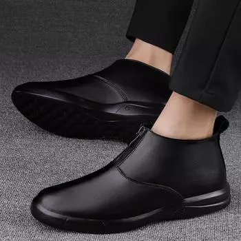 2024 Осень-зима Ботинки мужские кожаные туфли с высоким берцем Повседневные мужские ботинки Челси Тренд Комфорт Мужская обувь Ботильоны 38