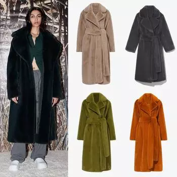 2024 осень-зима длинная шуба из искусственного меха кролика и норки, утолщенная куртка, европейский и американский стиль, женская тонкая плюшевая шуба S имбирный