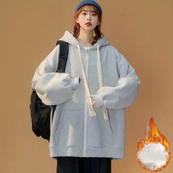 2024 Осень-зима Флис теплые толстовки с капюшоном Модные толстовки с капюшоном Длинные рукава однотонные Карманы большие молнии Унисекс толстовки M