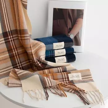 2024 Осень/Зима кашемировый шарф женский высококачественный универсальный утолщенный сращивание теплый новый клетчатый воротник двойного назначения 37*200cm