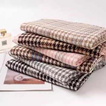 2024 Осень/Зима Корейский Тысяча Птиц Клетчатый Контрастный Толстый Шарф Для Женщин Пар, Простой И Универсальный, Теплый И Стильный, Шарф 65*200cm