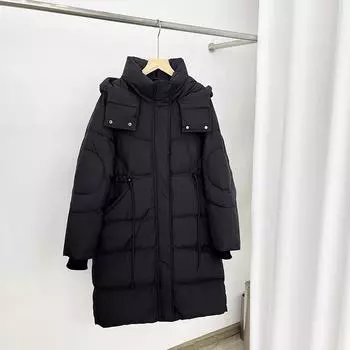 2024 осень-зима мода средний и длинный стоячий воротник толстый пуховик женская белая утиный пух теплая зимняя куртка с капюшоном M оранжевый