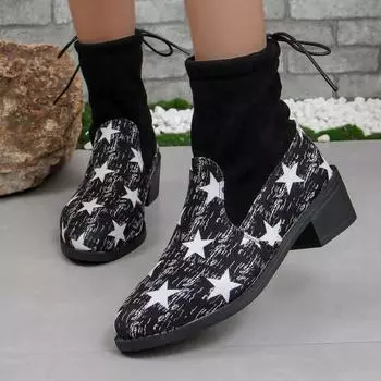 2024 Осень Зима Модные Большие Размеры Zapatos Para Mujeres Женские Повседневные Ковбойские Ботинки Ботинки Среднего Каблука С Острым Носком Модные Ботинки 35