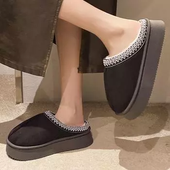 2024 Осень/Зима Модные Нескользящие Уличные Тапочки Из Хлопка На Толстой Подошве Комфорт 36-37 (suitable for 35-36 feet)