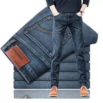 2024 Осень/Зима Модные Прямые Джинсы Для Мужчин, Ретро Деловые Эластичные Повседневные Брюки, Средняя Талия Большие Мужские Брюки 28