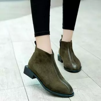 2024 Осень Зима Модные женские сапоги на высоком каблуке Женские замшевые ботильоны из кожи Сексуальные сапоги с круглым носком jkm9 4 чёрный