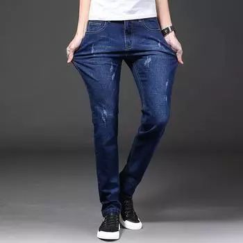 2024 осень/зима мужские плюшевые джинсы модный бренд маленькая стопа облегающие универсальные эластичные теплые длинные брюки 28 синий