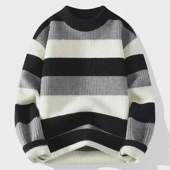 2024 Осень/Зима Мужской Трендовый Полуводолазка Толстый Трикотажный Свитер 3XL