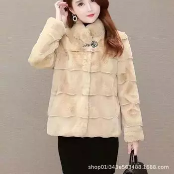 2024 осень-зима новая шуба из датской норки женская короткая имитация норки бархатная утолщенная шуба для матери S