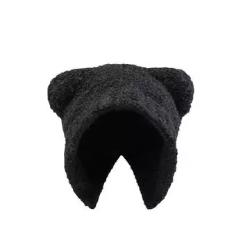 2024 Осень/Зима Новая женская милая шапка с медведем Универсальная теплая вязаная шапка Серая вязаная шапка с защитой от ушей one size серый
