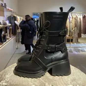 2024 Осень/Зима Новые Ботинки Женские Ботинки Британского Стиля На Толстом Каблуке Мотоциклетные Ботинки Кожаные Ботинки На Платформе Ботильоны 35