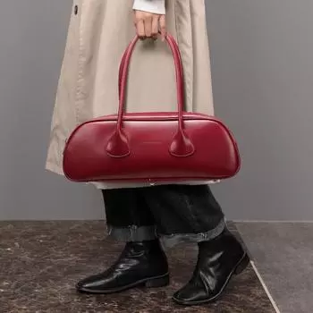 2024 Осень Зима Новые Модные Повседневные Сумки Высококачественная Сумка-багет из ПУ Простая Однотонная Сумка Подмышкой Большая Вместимость Женская Сумка Через Плечо чёрный