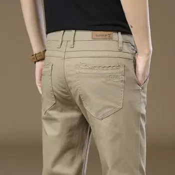 2024 Осень/Зима Новые мужские повседневные брюки Эластичные универсальные деловые узкие прямые повседневные брюки для людей среднего возраста 28 чёрный