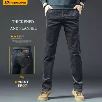 2024 Осень/Зима Новые мужские толстые/обычные вельветовые повседневные брюки облегающие эластичные прямые рабочие повседневные брюки рабочие брюки 28 темно серый