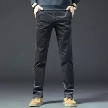 2024 Осень/Зима Новые мужские толстые/обычные вельветовые повседневные брюки облегающие эластичные прямые рабочие повседневные брюки рабочие брюки 29 темно серый