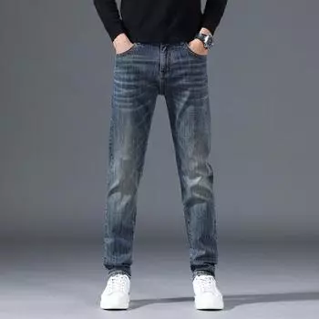 2024 Осень-Зима Новые Свободные Высококачественные Деловые Джинсы, Повседневные Брюки Не Глажка, Стираные Мужские Брюки 28