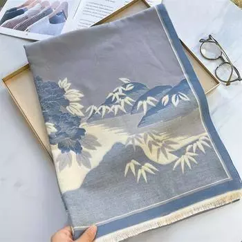 2024 Осень/Зима Новый Цвет Блок Имитация Кашемира Женская Шаль С Кисточками Утолщенный Теплый Двусторонний Жаккардовый Шерстяной Шарф 180x65cm розовый