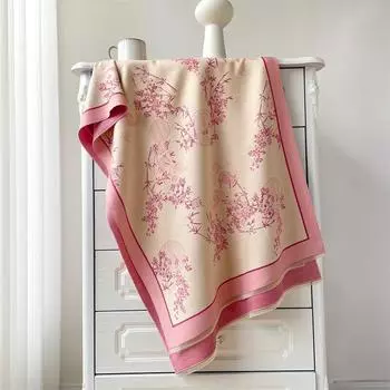 2024 Осень/Зима Новый Цвет Блок Имитация Кашемира Женская Шаль С Кисточками Утолщенный Теплый Двусторонний Жаккардовый Шерстяной Шарф 190x65cm розовый