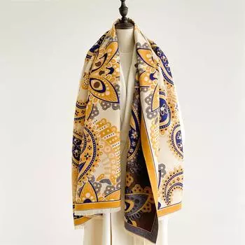 2024 Осень/Зима Новый Цвет Блок Имитация Кашемира Женская Шаль С Кисточками Утолщенный Теплый Двусторонний Жаккардовый Шерстяной Шарф 190x65cm розовый