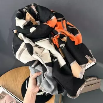 2024 Осень/Зима Новый Имитация Кашемира Шарф, Женский Высококачественный Двусторонний Напечатанный Утолщенный Теплый Шаль Шеи 185x65cm