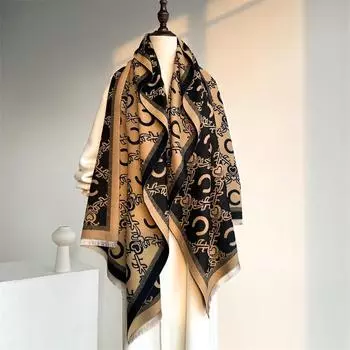 2024 Осень/Зима Новый Имитация Кашемира Внешний Теплый Офисный Универсальный Удлиненный Толстый Шарф Кондиционер Комната Шаль для Женщин 185X65cm хаки
