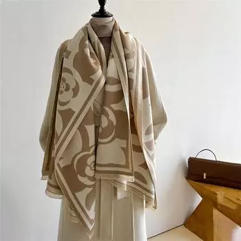 2024 Осень/Зима Новый Имитация Кашемира Внешний Теплый Офисный Универсальный Удлиненный Толстый Шарф Кондиционер Комната Шаль для Женщин 185x65cm чёрный