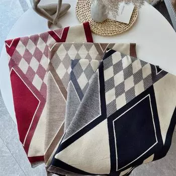 2024 Осень/Зима Новый Имитация Кашемира Внешний Теплый Офисный Универсальный Удлиненный Толстый Шарф Кондиционер Комната Шаль для Женщин 185X65cm чёрный