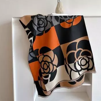 2024 Осень/Зима Новый Имитация Кашемира Внешний Теплый Офисный Универсальный Удлиненный Толстый Шарф Кондиционер Комната Шаль для Женщин 185x65cm чёрный