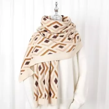 2024 Осень/Зима Новый Напечатанный Кашемир Как Длинный Шарф Шаль Женский Теплый Шарф Шаль Утолщенный Бархатом 82*180cm чёрный