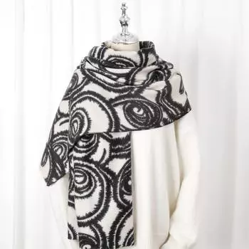 2024 Осень/Зима Новый Напечатанный Кашемир Как Длинный Шарф Шаль Женский Теплый Шарф Шаль Утолщенный Бархатом 82*180cm бежевый