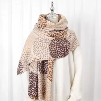 2024 Осень/Зима Новый Напечатанный Кашемир Как Длинный Шарф Шаль Женский Теплый Шарф Шаль Утолщенный Бархатом 82*180cm хаки