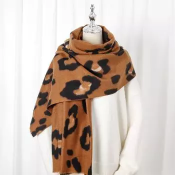 2024 Осень/Зима Новый Напечатанный Кашемир Как Длинный Шарф Шаль Женский Теплый Шарф Шаль Утолщенный Бархатом 82*180cm хаки