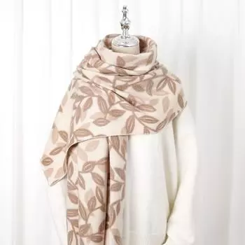 2024 Осень/Зима Новый Напечатанный Кашемир Как Длинный Шарф Шаль Женский Теплый Шарф Шаль Утолщенный Бархатом 82*180cm бежевый