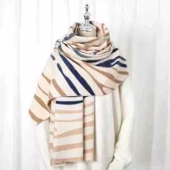 2024 Осень/Зима Новый Напечатанный Кашемир Как Длинный Шарф Шаль Женский Теплый Шарф Шаль Утолщенный Бархатом 82*180cm хаки