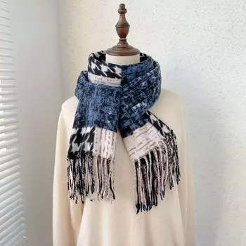 2024 Осень/Зима Новый Тысяча Птиц Сетка Имитация Кашемира Универсальный Печатный Клетчатый Шарф Теплый Декоративный Шарф Для Мужчин И Женщин 185*65cm