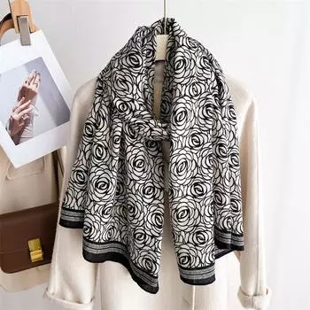 2024 Осень/Зима Новый Удлиненный Хлопок И Конопля Солнцезащитный Теплый Шаль Шея Универсальный Платок Для Женщин 178X66CM